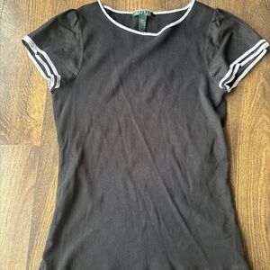 Lauren Ralph Lauren Black Tee with White Trim